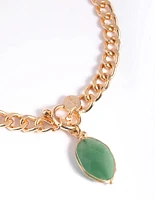 Gold Semi-Precious Stone Fob Necklace