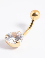 Gold Plated Surgical Steel Diamante Belly Bar