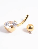 Gold Plated Surgical Steel Diamante Belly Bar