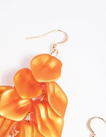 Orange Pearlised Petal Drop Earrings