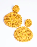Yellow Beaded Drop Earrings