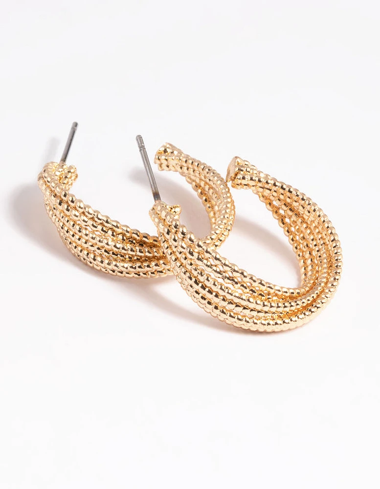 Gold Criss Cross Hoop Earrings