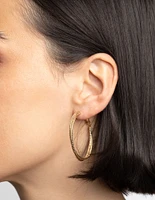 Gold Textured Criss Cross Hoop Earrings