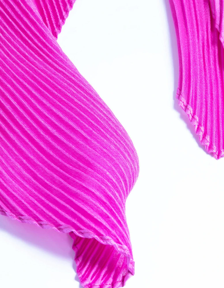 Pink Pleated Satin Bandana Hair Scarf