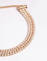 Gold Cubic Zirconia Toggle Tennis Bracelet