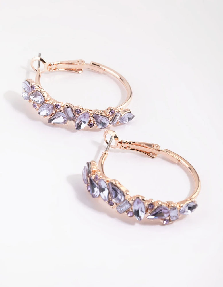 Lilac Diamante Hoop Earrings