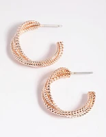 Rose Gold Criss Cross Hoop Earrings