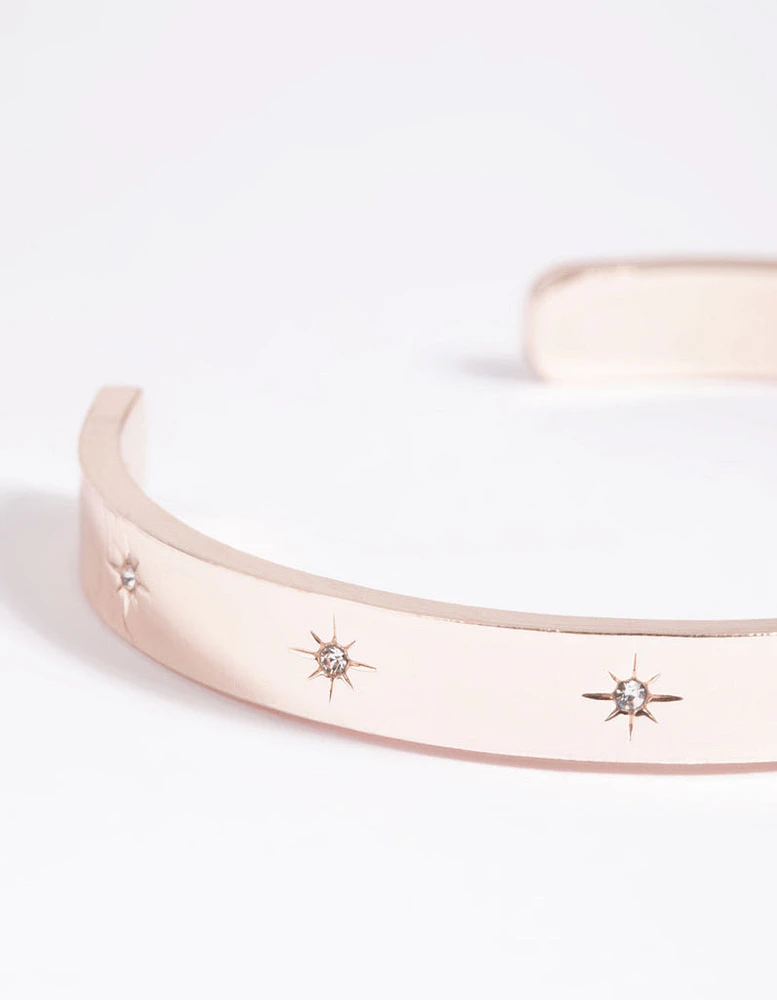 Rose Gold Diamante Star Cuff Bracelet