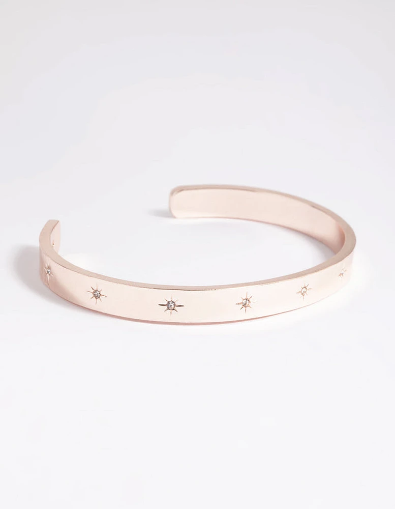 Rose Gold Diamante Star Cuff Bracelet