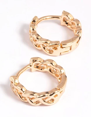 Gold Wave Huggie Hoop Earrings