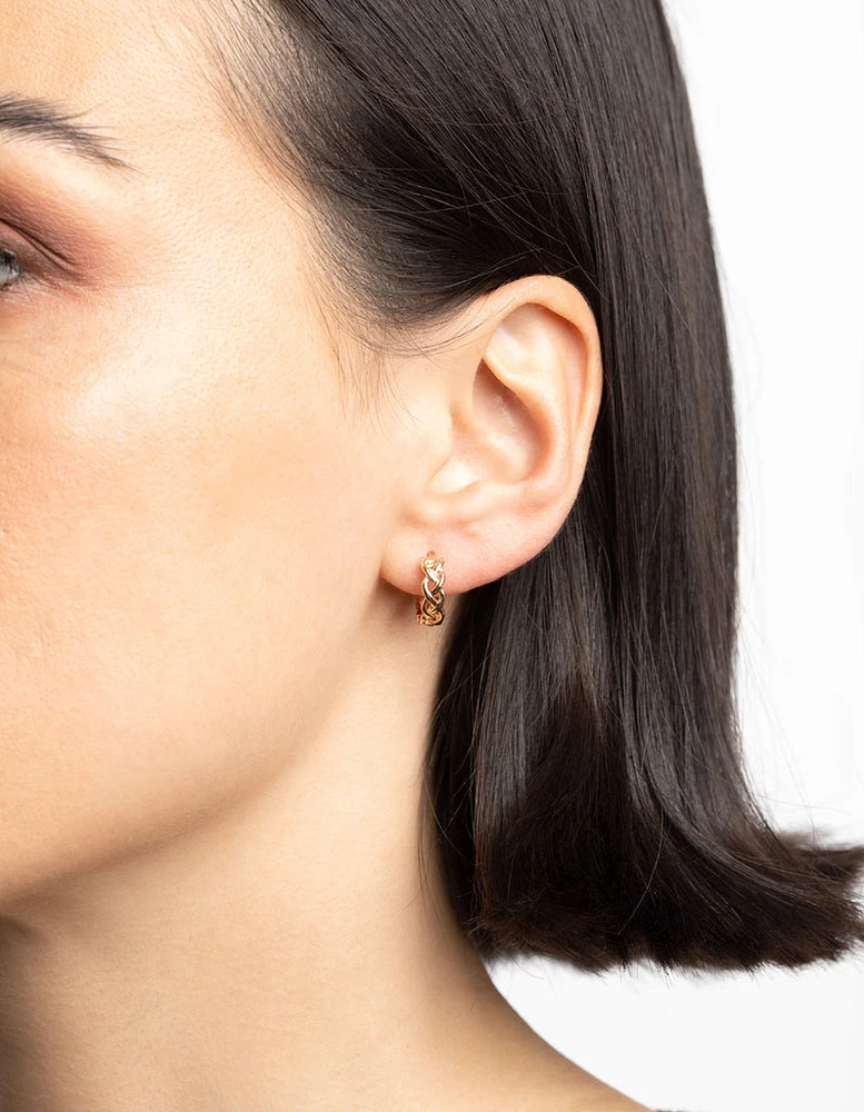 Gold Wave Huggie Hoop Earrings