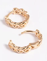 Gold Wave Huggie Hoop Earrings