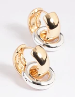 Gold Circular Huggie Hoop Earrings