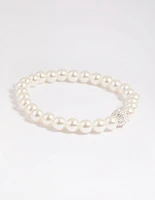 Silver Pearl Stretch Bracelet