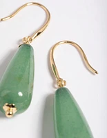 Gold Plated Green Aventurine Drop Earrings