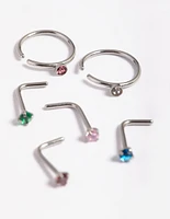Surgical Steel Rainbow Nose Stud 6-Pack