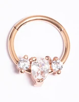 Rose Gold Plated Titanium Marquise Clicker Ring