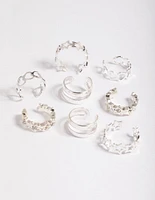 Silver Starry Heart Cuff Earring 8-Pack