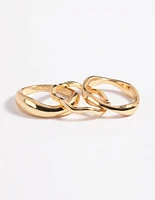 Gold Plated Molten Band Ring Pack