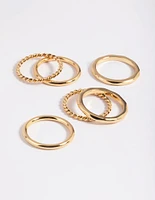 Gold Plated Band Ring Stack 6-Pack