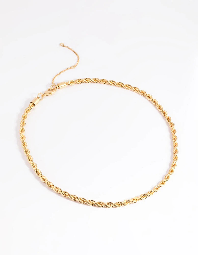 Gold Plated Rope Chain Necklace