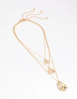 Gold Plated Molten Layered Necklace Pack