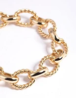 Gold Plated Oval Chain Layered Bracelet