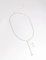 Diamante Lariat Necklace & Earrings Set