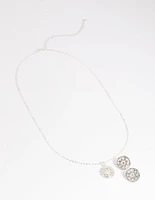 Diamante Flower Pave Necklace & Earrings Set