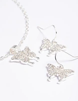 Diamante Pave Butterfly Necklace & Earrings Set
