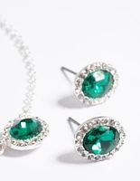 Green Stone Necklace & Earrings Set