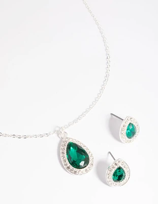 Pear Stone Necklace & Earrings Set