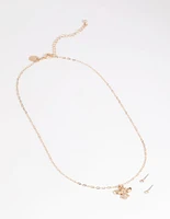 Gold Diamante Bee Necklace & Earrings Set