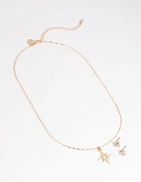 Gold Celestial Diamante Necklace & Earrings Set