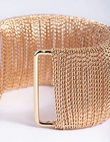 Gold Wide Chain Cuff Bangle Bracelet