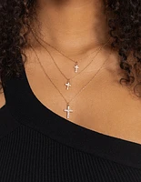 Gold Small & Medium Cross Necklace Pack