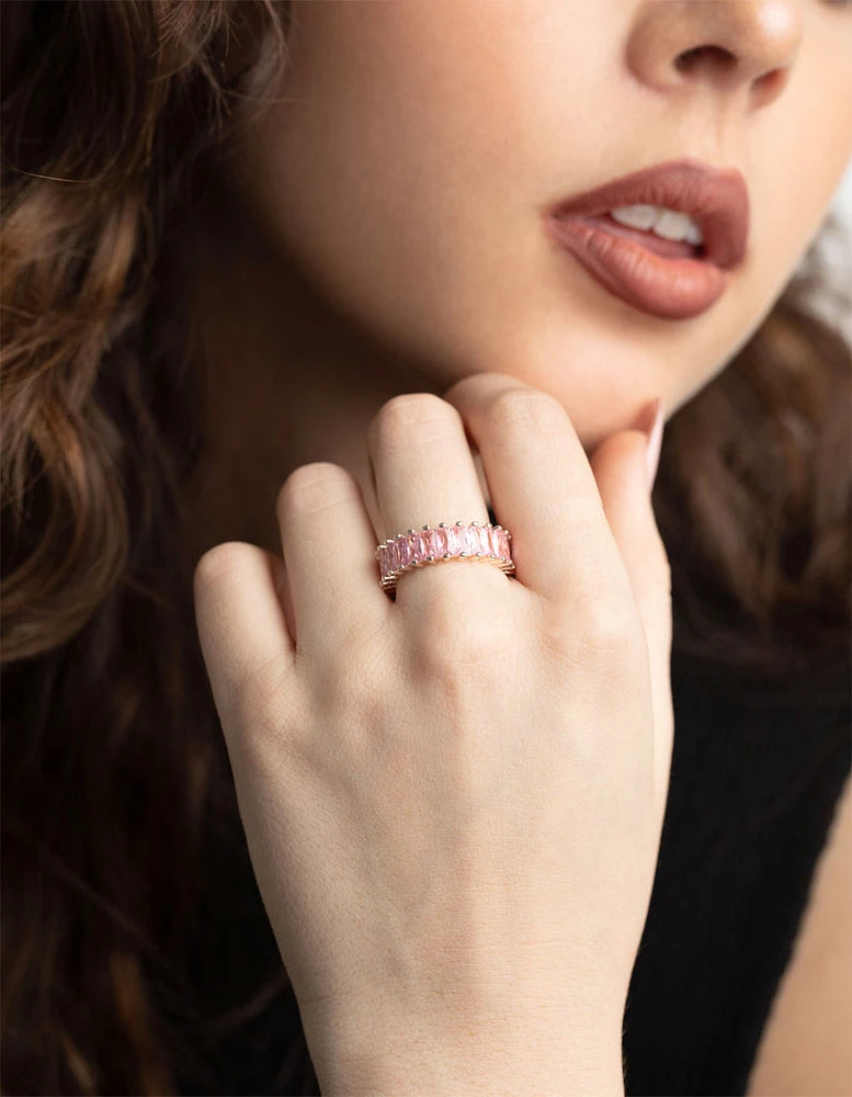 Rose Gold Pink Cubic Zirconia Ring