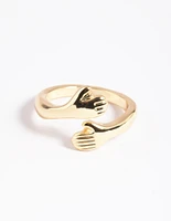 Gold Plated Hugging Hands Ring