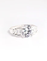 Silver Plated Cubic Zirconia Solitaire Ring