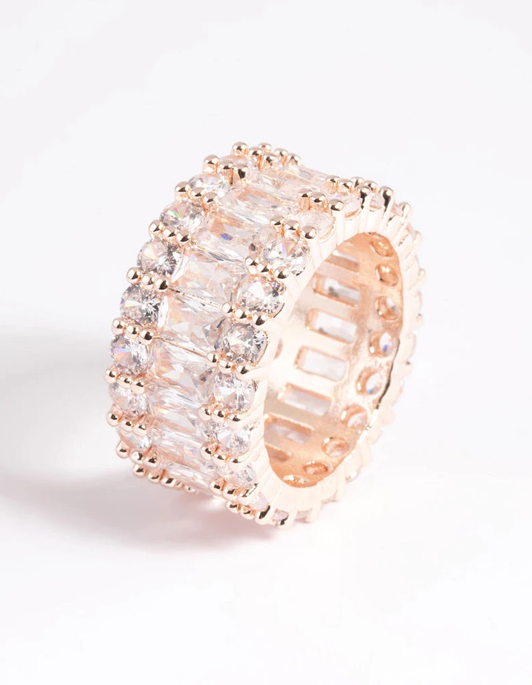 Rose Gold Cubic Zirconia Baguette Ring