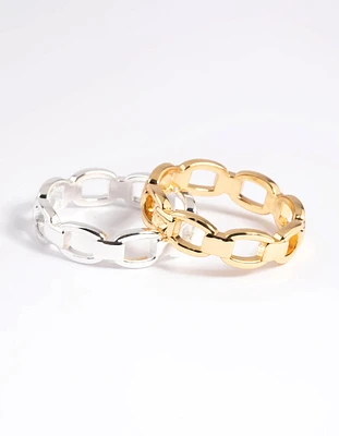 Gold Plated Double Chain Ring