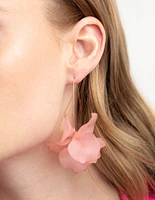 Pink Frosted Flower Drop Earrings