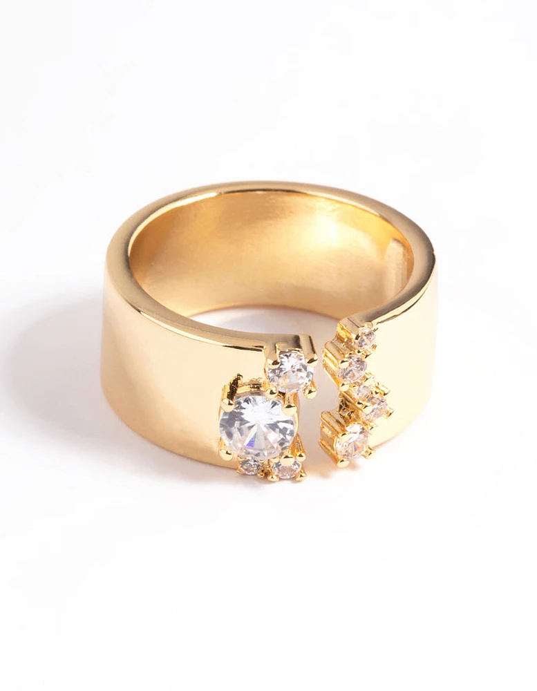 Gold Plated Cubic Zirconia Open Front Ring