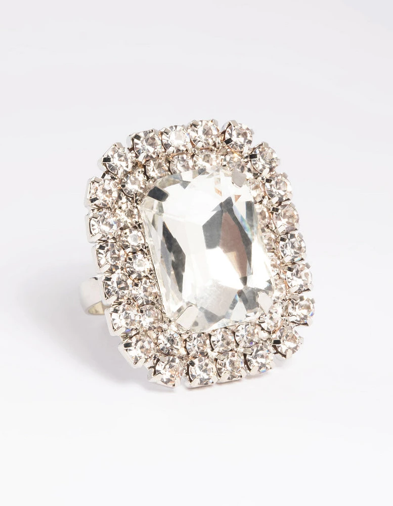 Silver Square Statement Stone Ring