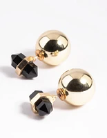 Gold & Black Sandwich Stud Earrings