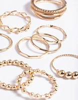 Gold Mixed Ball Ring Stack Pack