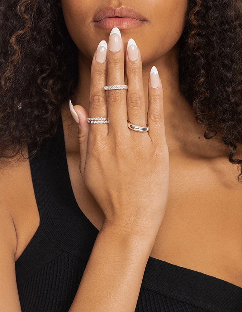 Silver Diamante Ring Stack Pack