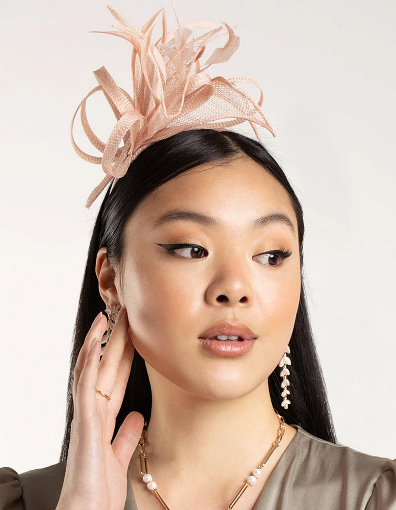 Blush Petal Looped Mesh Sinamay Fascinator