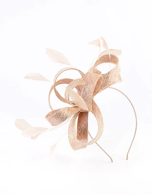 Sinamay Looped Bow Feather Fascinator