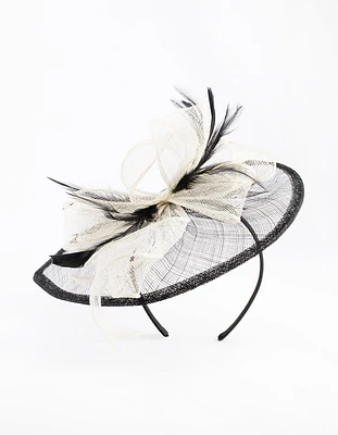 Black & White Sinamay Feathered Fascinator